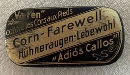 Antike Blechdose "Hühneraugen-Lebewohl"