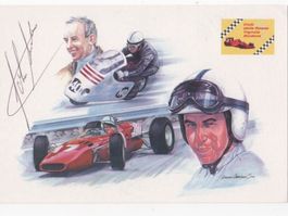 Autogrammkarte v. Motorrad & F1-Rennfahrer John Surtees GB†