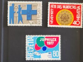 Timbres CH 1977 (27. I.) N° 586 + 587 + 588 (b)