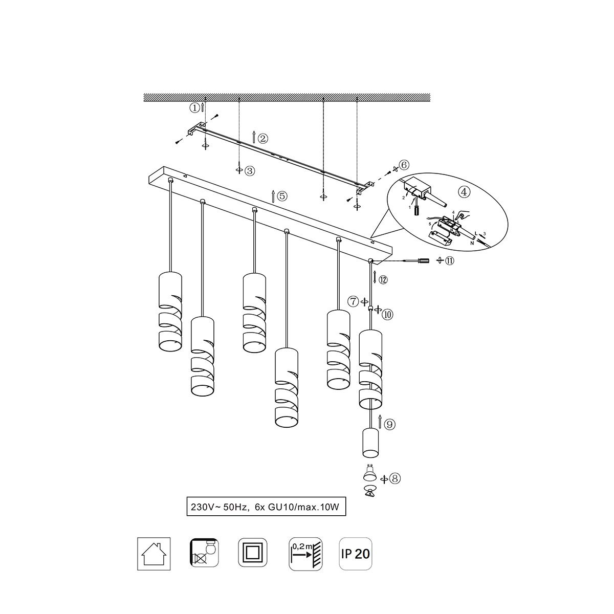 Kronleuchter & Deckenlampen: Pendelleuchte, Weiss, 100 cm x 14 cm – Neu (gemäss Beschreibung) aus Kreuzlingen von Smart-Light 5