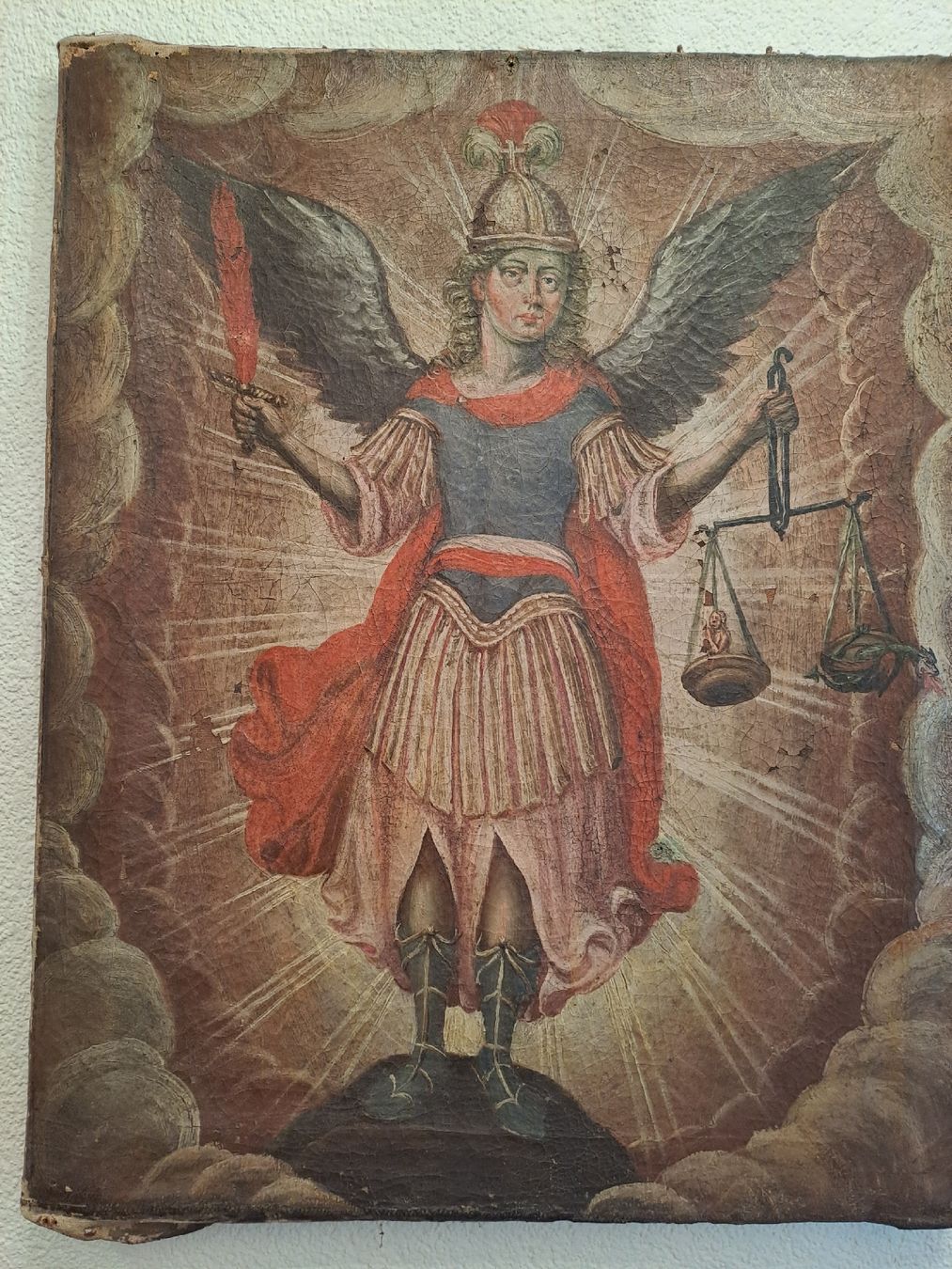 Dipinti: GemGemälde Erzengel Michael mit Seelenwaage – Usato da Sursee venduto da Antiquitas...