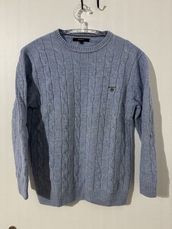 Gant Zopfmuster hellblau Damen Pullover Grösse XL Wolle