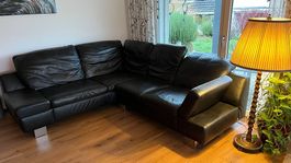 Hochwertiges Echtleder-Ecksofa, mit verstellbare Kopfstützen