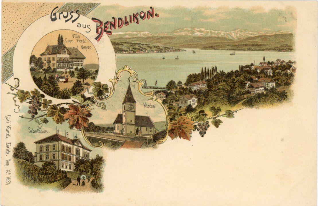 Cartoline postali: Bendlikon   ZH    -    LITHO      ca. 1900 – Usato da Brig venduto da Valcards54