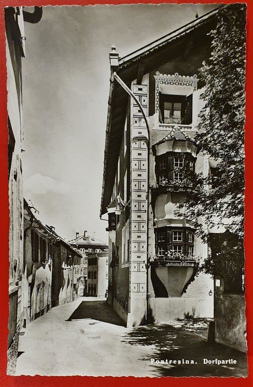 Ansichtskarten: Pontresina - Dorfpartie 1950 – Gebraucht aus Kreuzlingen von Rschweiz1
