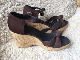 Retro  -  Sandalen / hoher Keilabsatz Gr 36