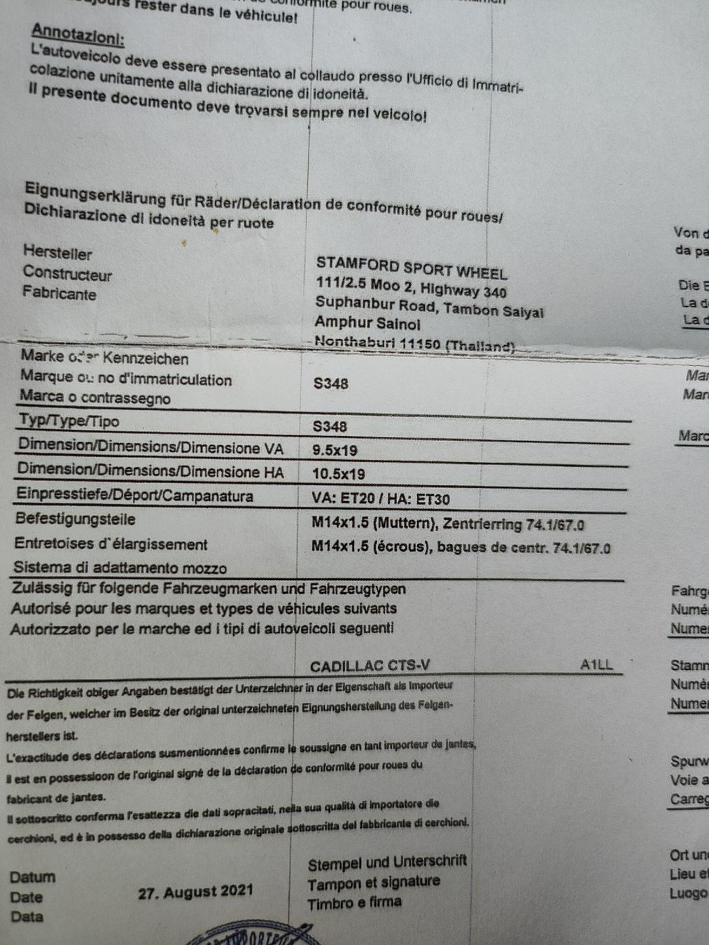 Pneumatici & Ruote complete: Komplett Räder 19 Zoll – Usato da brütten venduto da ford6600 6