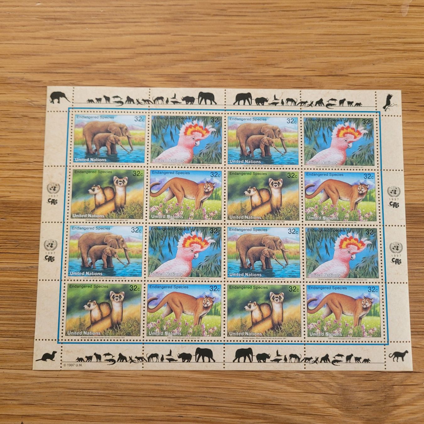 Alle Briefmarken: Kleinbogen ONU Endangered Species 1997 – Gebraucht aus Biel/Bienne von Destockweb
