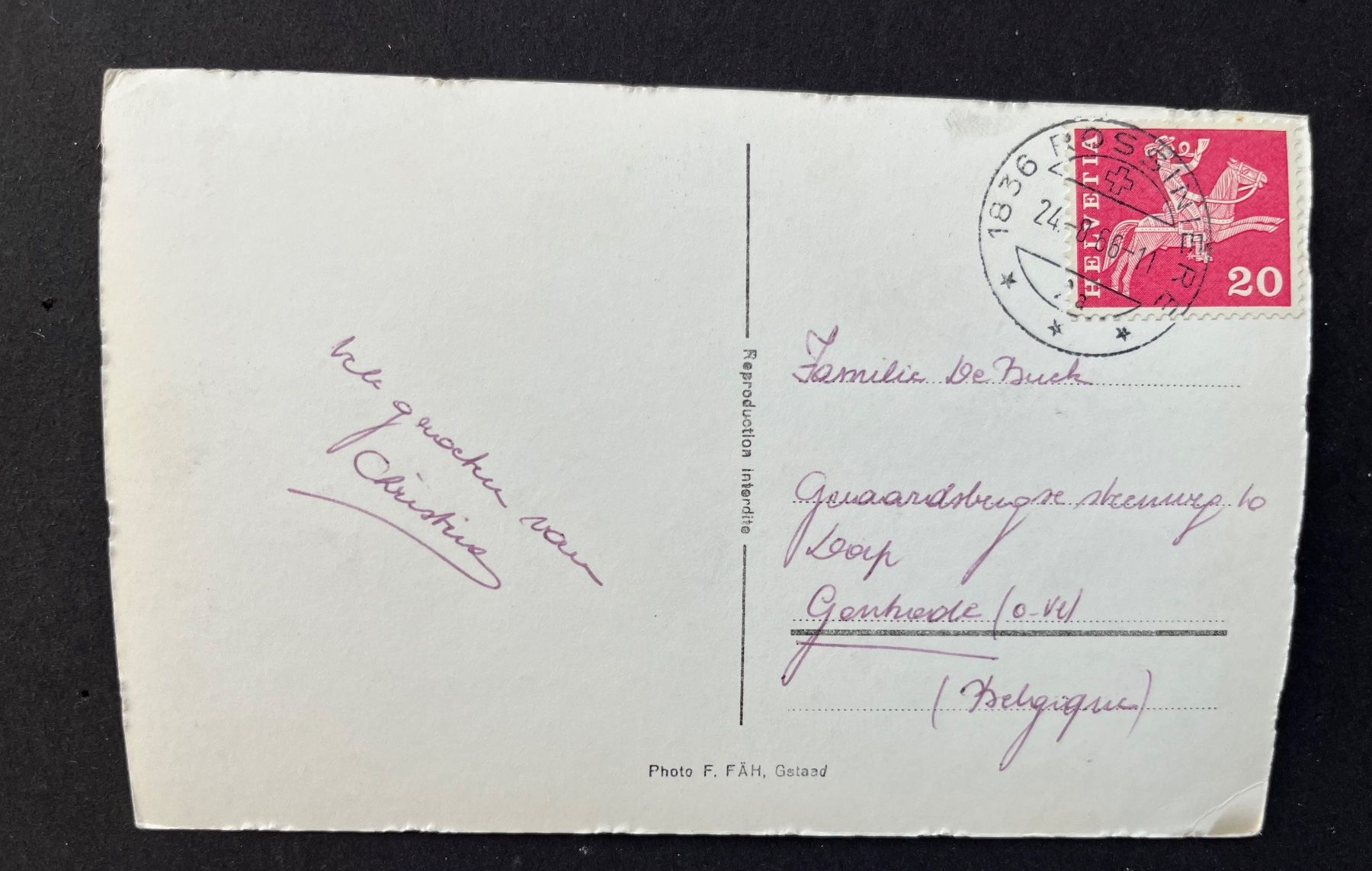 Cartoline postali: Rossinière / Pension Chanella ca. 1950 – Usato da Ostermundigen venduto da DaxKarten-75 1