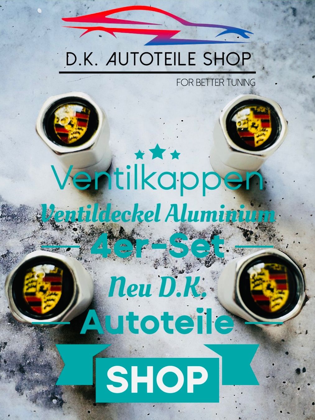 Porsche Alle Autoersatzteile: Porsche Ventilkappe Ventildeckel Aluminium 4er-Set Silber – Neu und originalverpackt aus Balsthal von