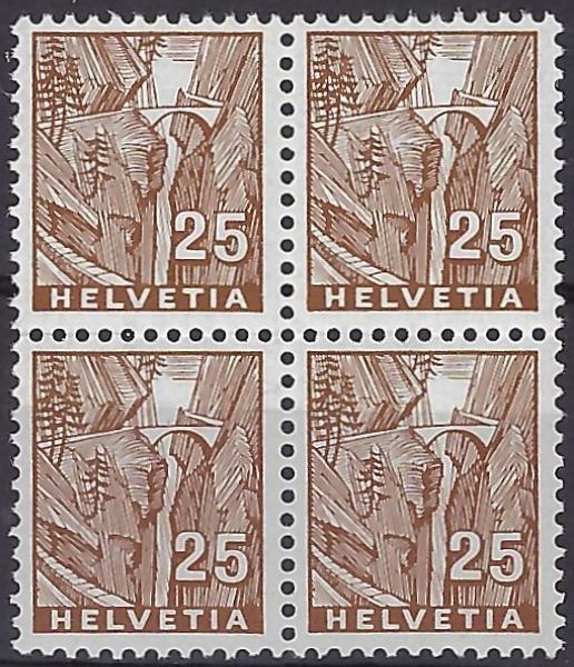 Tutti i francobolli: 199 ** Postfrischer Viererblock, Kat. 120.- – Usato da Fislisbach venduto da Zigzag12