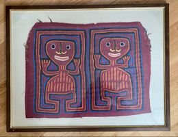 2 originale Mola-Kunstwerke der Kuna aus Kolumbien, gerahmt 