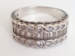 Silberring 925  Grösse 18.3mm mit Zirkonia Steinen