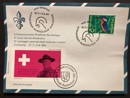 Schweiz 1966 Sonderstempel+Vignette li Pfadfi Bundeslager E