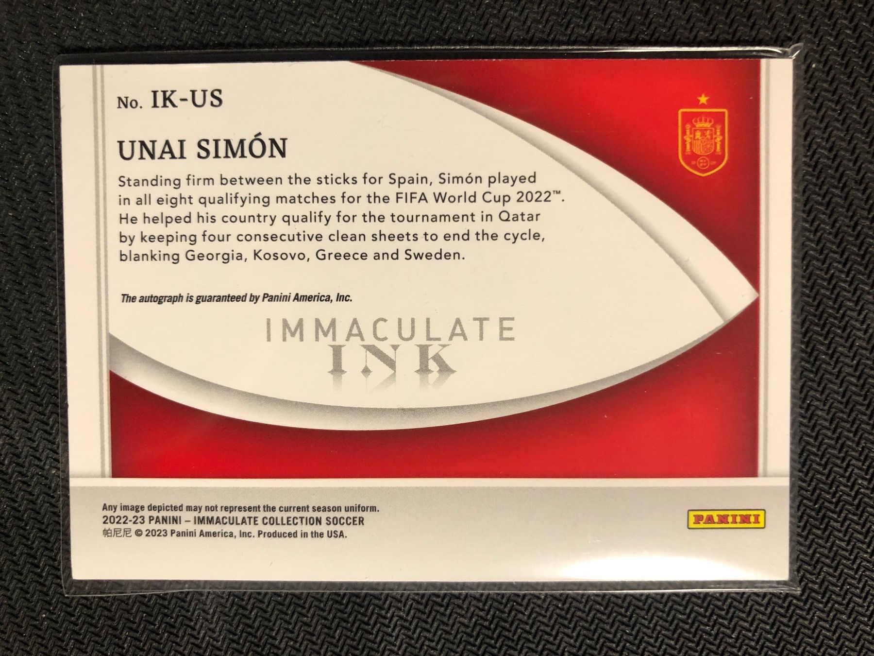 Panini Sammelbilder & Trading cards: Panini Immaculate Unai Simon Spanien Autogramm 31/73 – Gebraucht aus Wangenried von  1