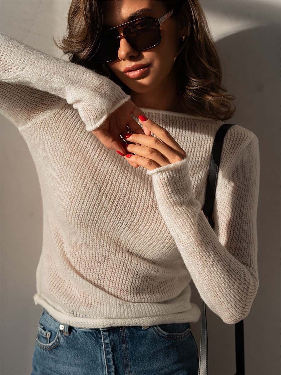 Maglioni & Felpe: Soft Textured Milk Longsleeve – Nuovo e nell'imballaggio originale da Zürich venduto da Ms.Me-Fashion
