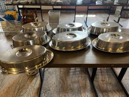 7 Chromstahl Anrichteplatten mit Deckel