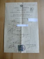 Fiskalmarken 50ct. Todes Bestätigung, Genua 1920