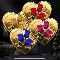 4 x Herzförmige Münzen - ROSES FOR LOVE - Muttertag LIEBE