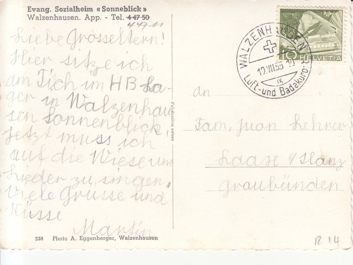 Ansichtskarten: Walzenhausen Sonnenblick 1955 – Gebraucht aus Bürglen TG von StampGraf 1