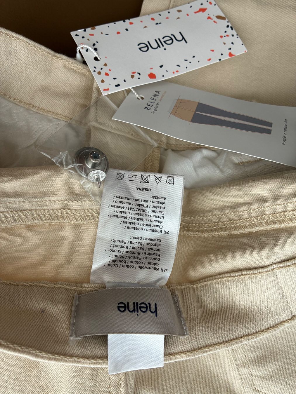 Heine Pantaloni: Neu heine Stretch Hose beige gr. 36 – Nuovo e nell'imballaggio originale da Amriswil venduto da Fisch79 5