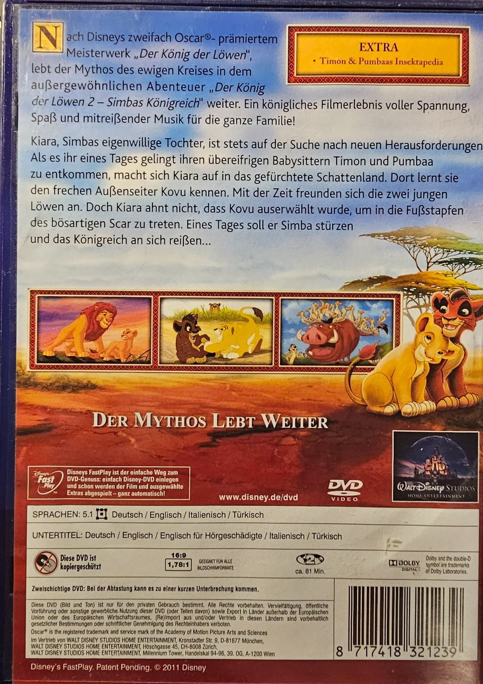 Tous les DVDs: Der König der Löwen 2 – D'occasion à Wahlen b. Laufen par Cg10 1