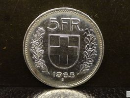 5 Franken Silber 1965 Fünfliber Münze