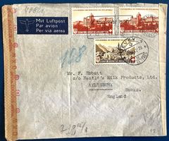 1943 Flugpost Brief mit Doppel Zensur D.Reich + Britische