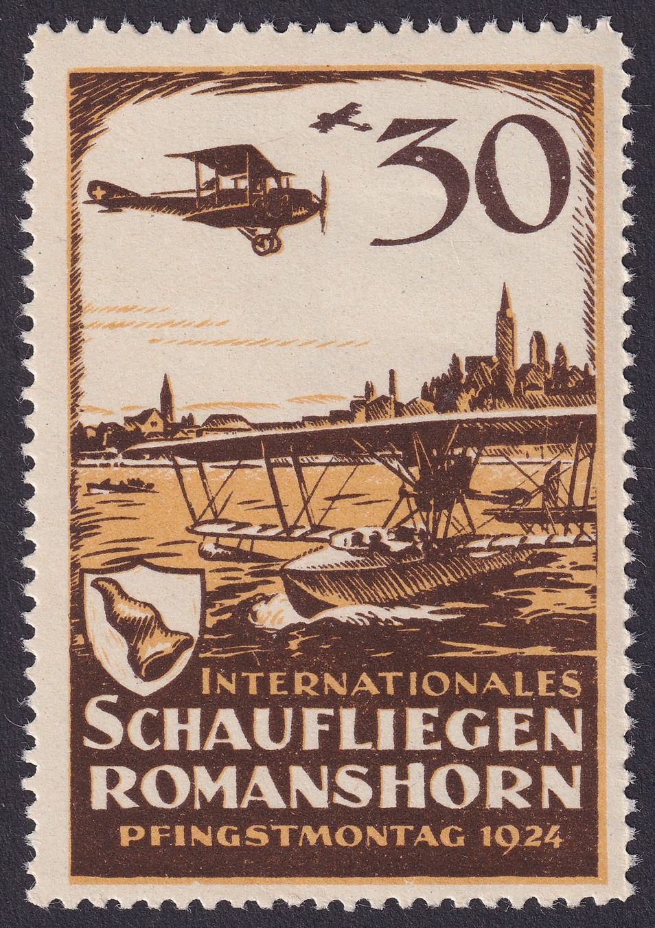 Tutti i francobolli: Flugspende Vignette 1924.3 Flugtag Romanshorn postfrisch ** – Usato da Ebikon venduto da SilvioFreund
