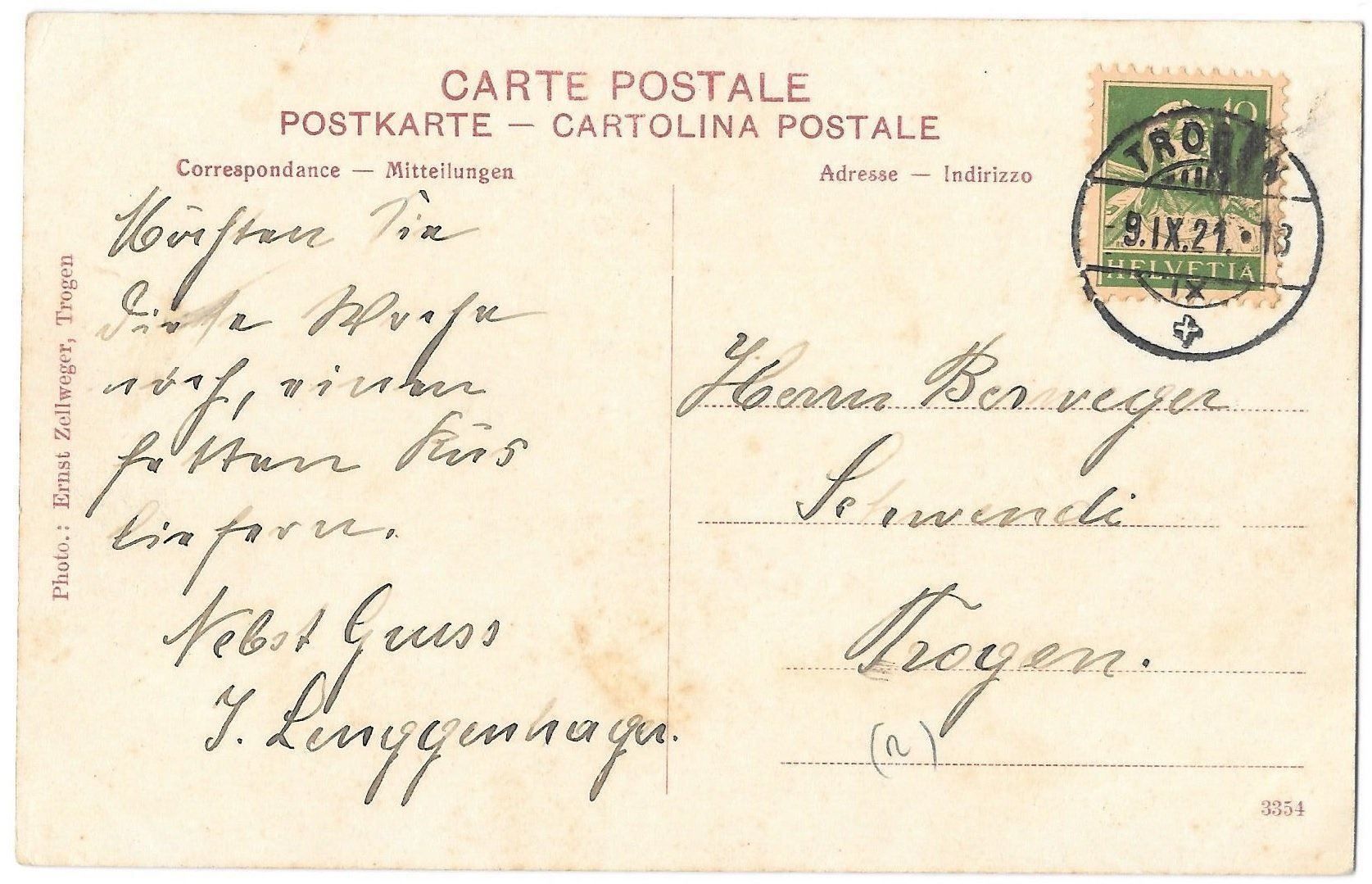 Cartes postales: Trogen Wirtschaft zur Säge – D'occasion à Olten par clotaldi 1