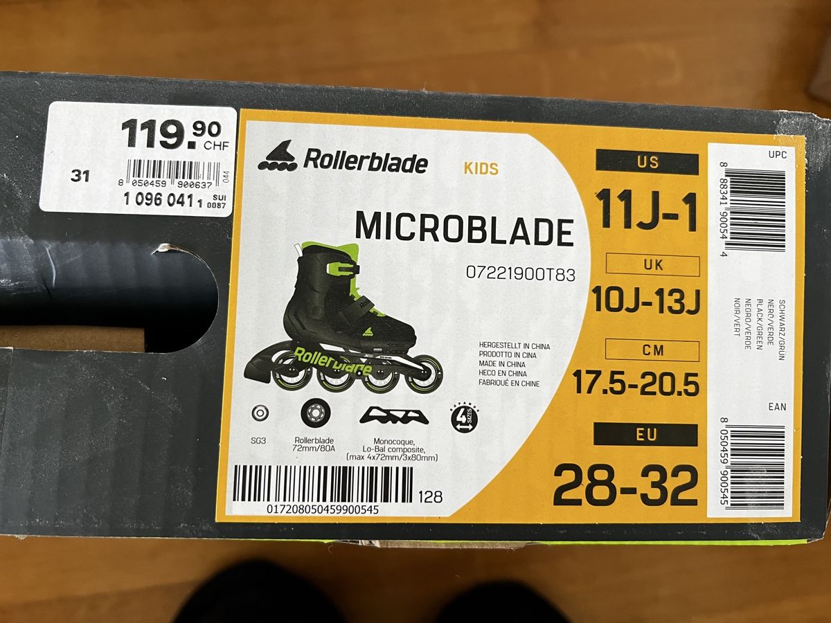 Pattini in linea & Pattini a rotelle: Rollerblade Microblade Grösse 28-32 mit Gebrauchsspuren – Usato da Burgdorf venduto da Isabelle064 5