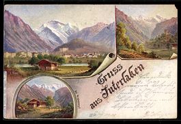 Interlaken, Ortspanorama, Haus in den Be