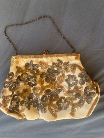 Vintage Clutch, Abendtasche aus Stoff und Pailletten