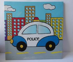 Bild Police Car, Polizei Auto, Druck auf Leinwand, 45x45cm