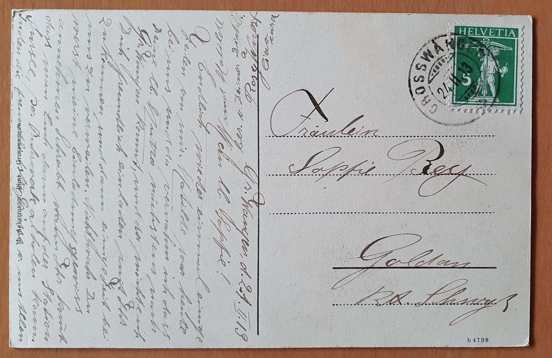Cartoline postali: Grosswangen vom Wellenberg 1913 – Usato da Kreuzlingen venduto da Rschweiz1 1