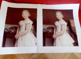 2 grosse, schöne  Litho-Drucke: "Mädchen" (v. Albert Anker)
