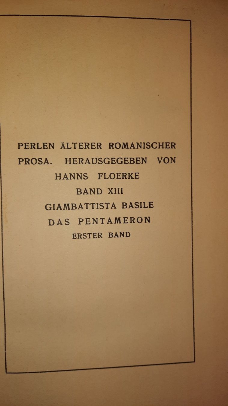 Libri: Das Märchen  aller Märchen  oder: Das Pentameron – Usato da zürich venduto da gabab 1