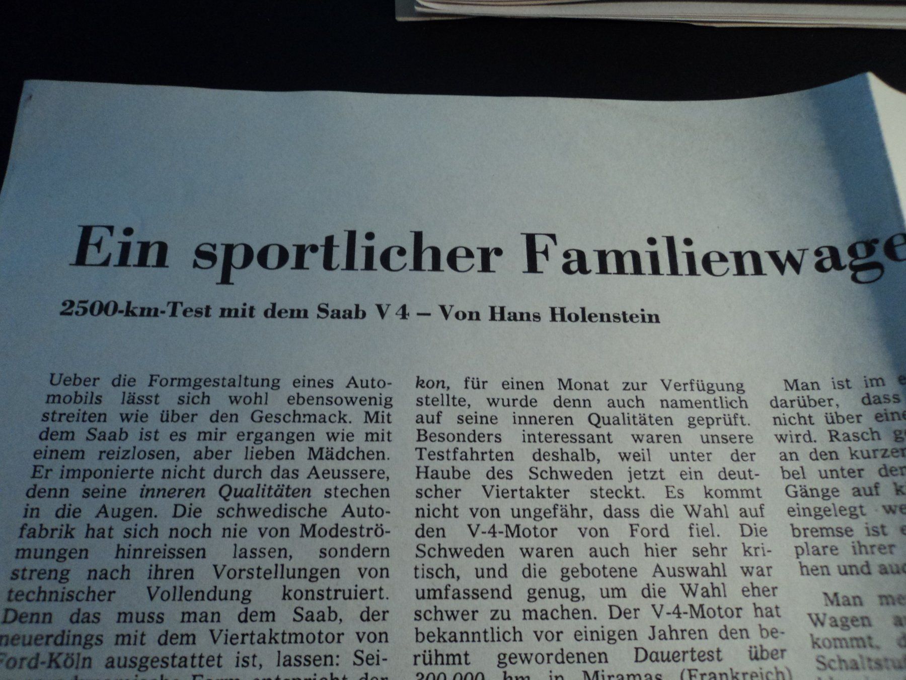 Saab Documenti: Prospekt Test Saab V4 1967 Tagesanzeiger – Usato da Schwarzenburg venduto da modelCARama 2