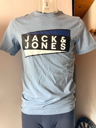 JACK & JONES, T-Shirt Kurzarm, Grösse S, Farbe Hellblau
