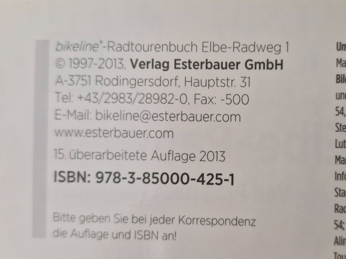Libri: bikeline Elbe-Radweg 1+2 – Usato da Zell ZH venduto da Eva-Jana 2