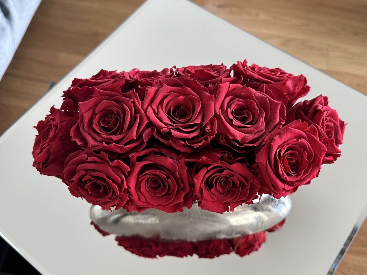 Tutte le decorazioni: Echte konserviere Rosen in einer edlen Metallschale – Usato da Zürich venduto da von_7vbl 7