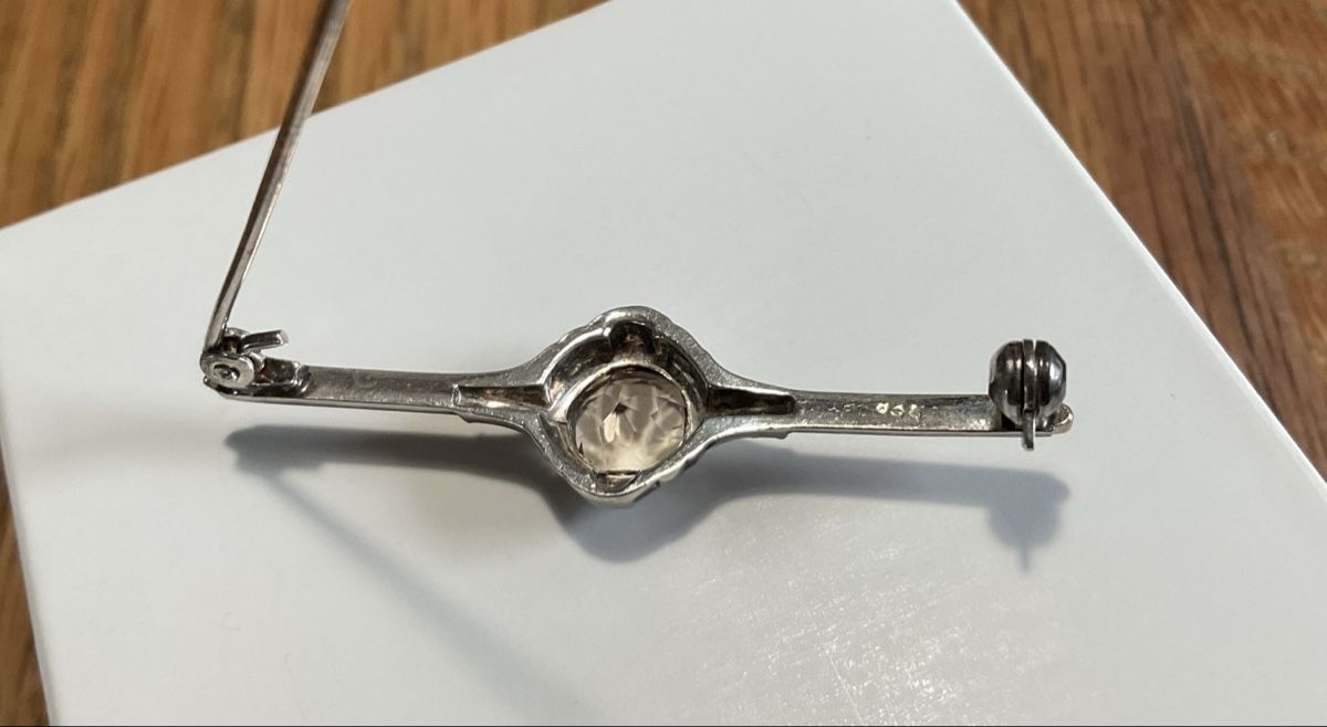Spille & Fermagli: Hübsche Art Deco Brosche Silber 835, Rauchquarz – Usato da Oberglatt ZH venduto da Silver010 4