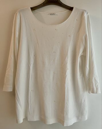 Efixelle Shirt, Gr. 44, weiss mit Perlen - Sommer Look!