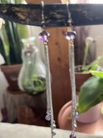 Boucles d’oreilles ultra longue fantaisie violet argenté