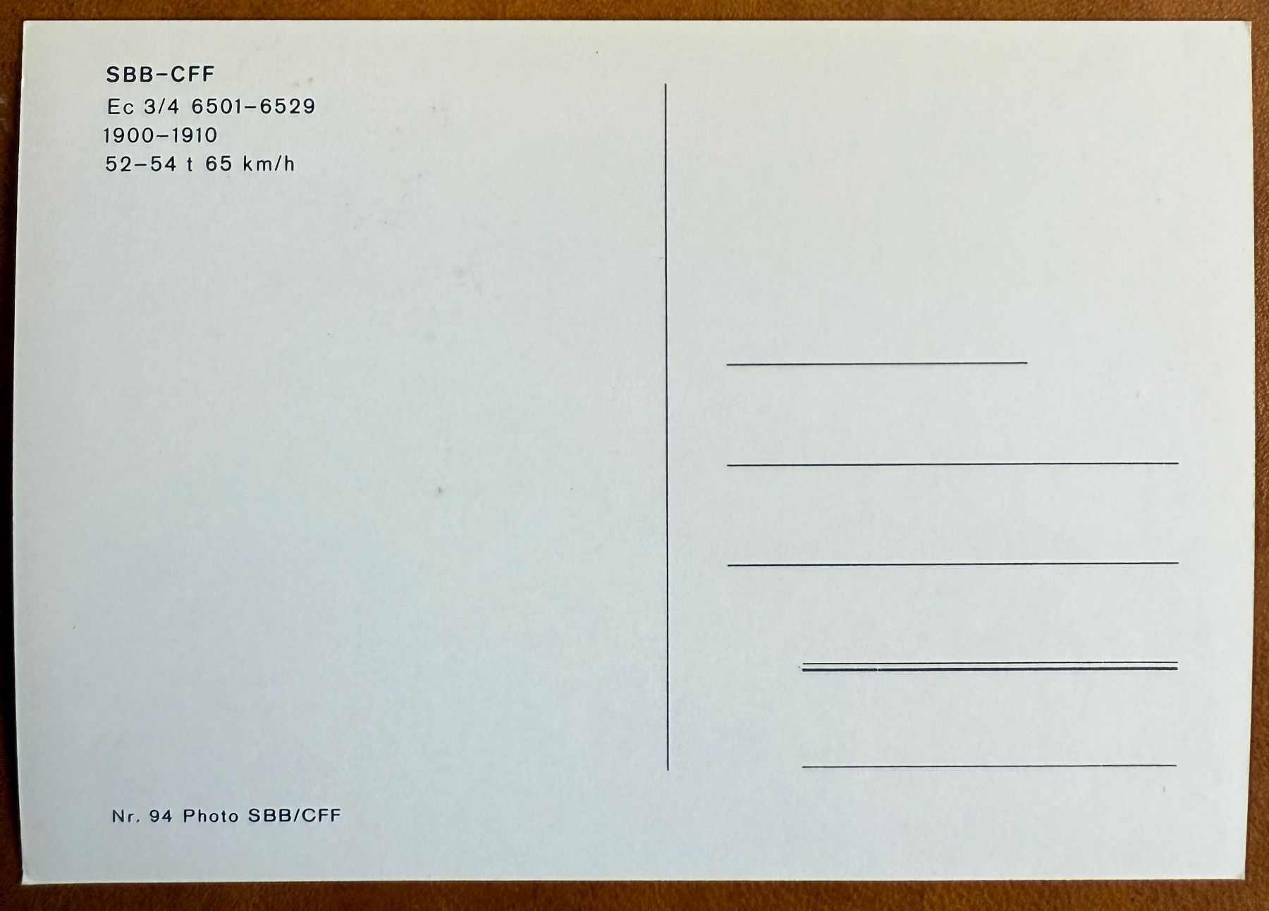 Ansichtskarten: SBB-CFF: Lokomotive  Ec 3/4 6501-6529 – Gebraucht aus Lutry von Ediego 1