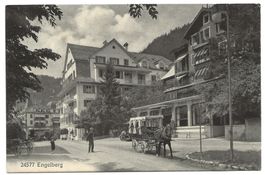 Engelberg (OW) Dorfpartie - Hotel Engel Hotel-Kutsche - 1925