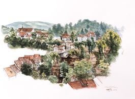 Vue de Fribourg, vue du Sauvage .  (Sacatos.)