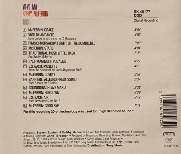 CD: Yo-Yo Ma / Bobby McFerrin - Hush – Usato da Grüningen venduto da azulgris 1