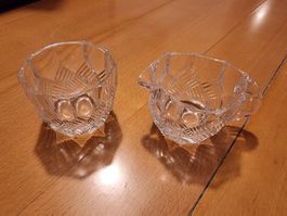 Zuckerschälchen und Milchkännchen aus Kristallglas, Top!