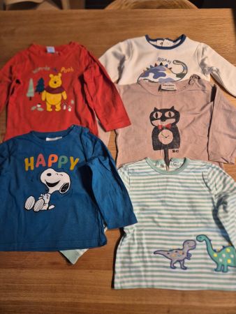 Lot bébé 5 hauts manches longues 100% coton 12-18 m 80-86 cm